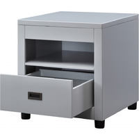 24"" Dove Gray Square End Table With Drawer And Shelf