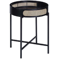 24"" Black Melamine Veneer And Manufactured Wood Round End Table