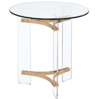 24"" Gold And Clear Glass And Metal Round End Table