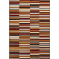 5' X 8' Taupe Striped Stain Resistant Non Skid Indoor Outdoor Area Rug