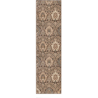 12' Runner Ivory Beige And Light Blue Floral Stain Resistant Runner Rug