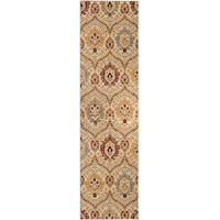 8' Camel Gray And Rust Floral Stain Resistant Runner Rug