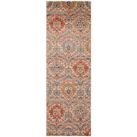 8' Ivory Orange And Gray Floral Stain Resistant Runner Rug