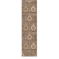 8' Ivory Beige And Light Blue Floral Stain Resistant Runner Rug