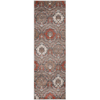 8' Runner Rust Floral Stain Resistant Runner Rug