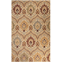 4' X 6' Camel Gray And Rust Floral Stain Resistant Area Rug