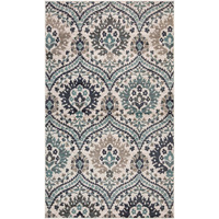 5' X 8' Ivory Blue And Gray Floral Stain Resistant Area Rug