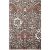 5' X 8' Rust Floral Stain Resistant Area Rug