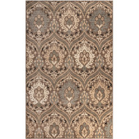 7' X 9' Ivory Beige And Light Blue Floral Stain Resistant Area Rug