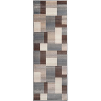 12' Grey Patchwork Stain Resistant Runner Rug