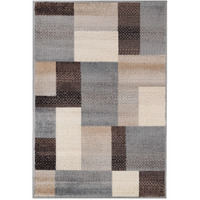4' X 6' Grey-Brown Patchwork Power Loom Stain Resistant Area Rug
