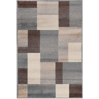 8' X 10' Grey Patchwork Power Loom Stain Resistant Area Rug