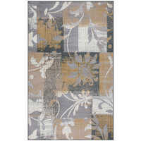 4' X 6' Beige And Gray Floral Power Loom Distressed Stain Resistant Area Rug