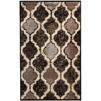 6' X 9' Chocolate Quatrefoil Power Loom Distressed Stain Resistant Area Rug