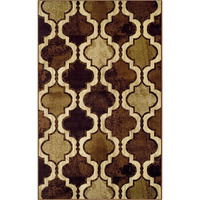 8' X 10' Coffee Quatrefoil Power Loom Distressed Stain Resistant Area Rug