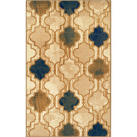 8' X 10' Cream Quatrefoil Power Loom Distressed Stain Resistant Area Rug