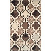 8' X 10' Ivory Quatrefoil Power Loom Distressed Stain Resistant Area Rug