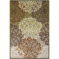 2' X 3' Greens And Browns Floral Power Loom Non Skid Area Rug