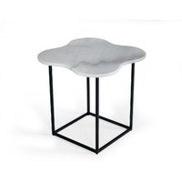 15"" Black And White Marble Free Form End Table