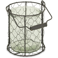 6"" Brown And Clear Wire Basket And Glass Jar