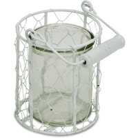 4"" White And Clear Wire Basket And Glass Jar