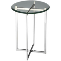 21"" Silver Geo Base And Glass Round End Table