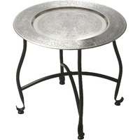 14"" Black And Silver Aluminum Round End Table