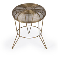 18"" Antique Gold Iron Round End Table