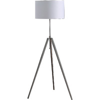 64"" Chrome Adjustable Tripod Floor Lamp With White Shade