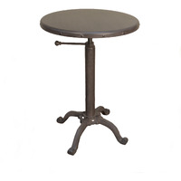 22"" Industrial And Inustrial Iron Round End Table