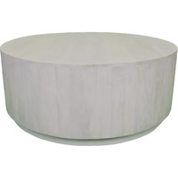 42"" Rustic White Solid Wood Round Distressed Coffee Table