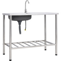 Vidaxl Camping Sink Single Basin With Tap Stainless Steel