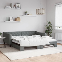 Vidaxl Daybed With Trundle Dark Gray 39.4""X74.8"" Fabric