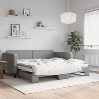Vidaxl Daybed With Trundle Light Gray 39.4""X74.8"" Fabric
