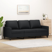 Vidaxl 3-Seater Sofa Black 70.9"" Faux Leather