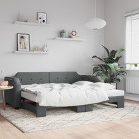 Vidaxl Daybed With Trundle Dark Gray 39.4""X74.8"" Fabric