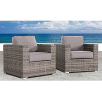 Living Source International Fully Assembled Patio Chair With Sunbrella Cushions (Set Of 2)Canvas Taupe Sunbrella Canvas(D0102H5Txsp)