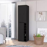 Maya Tall Bar Cabinet Seven Built-In Wine Rack Extendable Shelf Double Door Cabinet(D0102H2Rlfu)