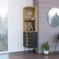 Grace Corner Bar Cabinet Six Built-In Wine Rack Four Shelves Door Two Shelves(D0102H2Rl4V)