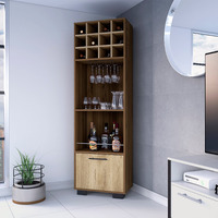 Aubree Corner Bar Cabinet Twelve Built-In Wine Rack Two Shelves One Flexible Drawer(D0102H2Rl1V)