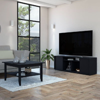 Montreal 2 Piece Living Room Set  Coffee Table + Tv Stand  Black(D0102H2Bc4Y)