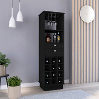 Bar Cabinet Bureck  Two Drawers  Twelve Wine Cubbies  Black Wengue Finish(D0102Hge6Gy)