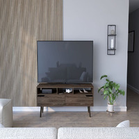 Tv Stand For Tvs Up 52 Bull  Three Open Shelves  Two Flexible Drawers  Dark Walnut Finish(D0102Hge6Xa)