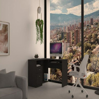L-Shaped Desk Bradford  Keyboard Shelf  Black Wengue Finish(D0102Hge1Gw)