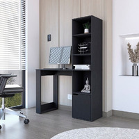 Office Desk Aragon With Four-Tier Bookcase And Lower Cabinet  Black Wengue Finish(D0102Hgem07)