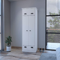 Armoire With Two-Doors Dumas  Top Hinged Drawer And 1-Drawer  White Finish(D0102Hgem2U)