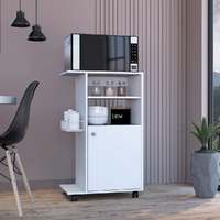 Kitchen Cart Kryot  Single Door Cabinet  Four Casters  White Finish(D0102Hgeyqu)