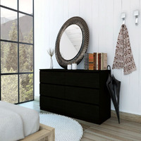 6 Drawer Double Dresser Tronx  Superior Top  Black Wengue Finish(D0102Hgedfw)