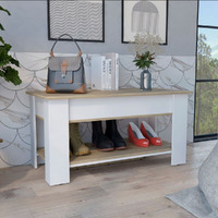 Storage Table Polgon  Extendable Table Shelf  Lower Shelf  Light Oak  White Finish(D0102Hged7G)
