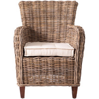 Set Of 2 Natural Brown Cotton Wingback Dining Chairs